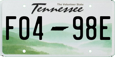 TN license plate F0498E
