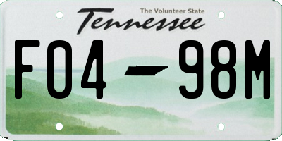 TN license plate F0498M