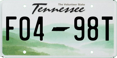 TN license plate F0498T