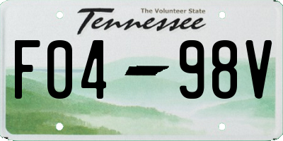 TN license plate F0498V