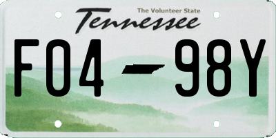 TN license plate F0498Y