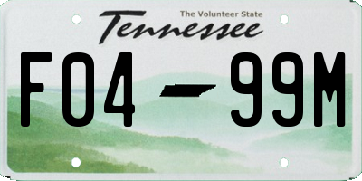 TN license plate F0499M