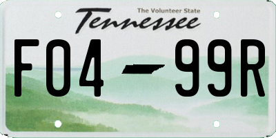 TN license plate F0499R
