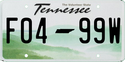 TN license plate F0499W