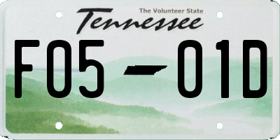 TN license plate F0501D