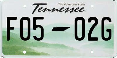 TN license plate F0502G