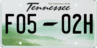TN license plate F0502H