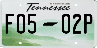TN license plate F0502P