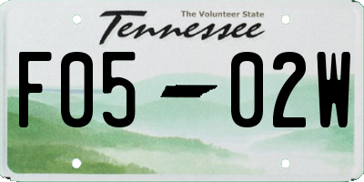 TN license plate F0502W