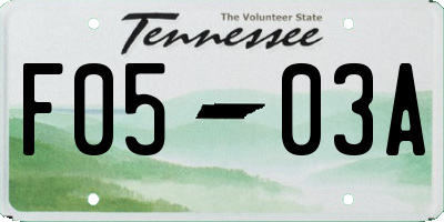 TN license plate F0503A