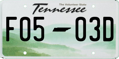 TN license plate F0503D