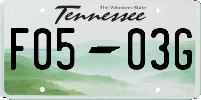 TN license plate F0503G