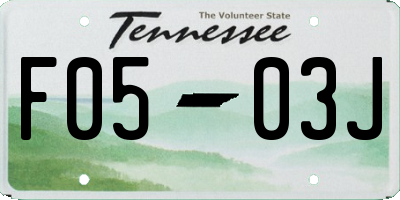 TN license plate F0503J