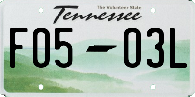 TN license plate F0503L