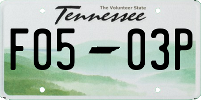 TN license plate F0503P
