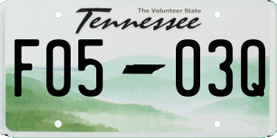 TN license plate F0503Q
