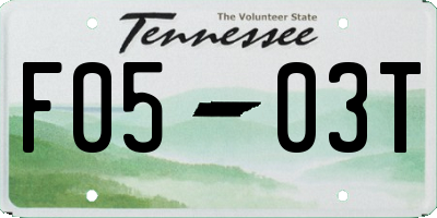 TN license plate F0503T