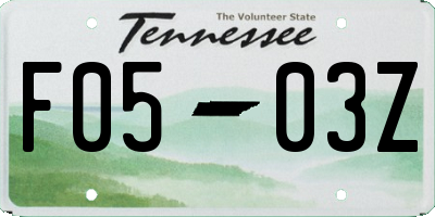 TN license plate F0503Z