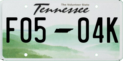 TN license plate F0504K