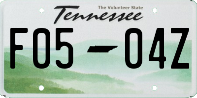 TN license plate F0504Z