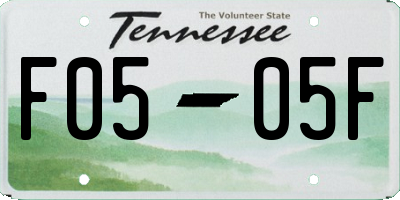 TN license plate F0505F