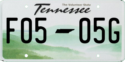TN license plate F0505G
