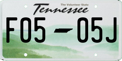 TN license plate F0505J