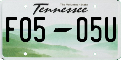 TN license plate F0505U