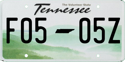 TN license plate F0505Z