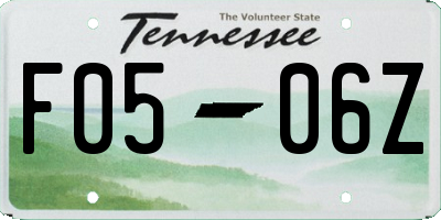 TN license plate F0506Z