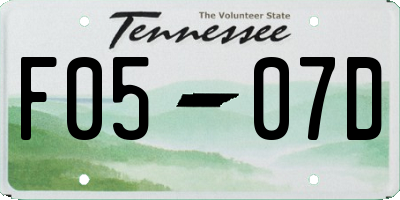 TN license plate F0507D
