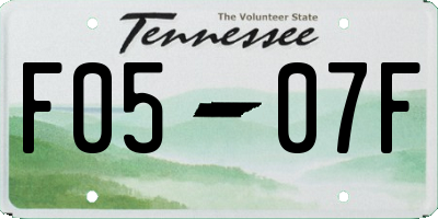 TN license plate F0507F