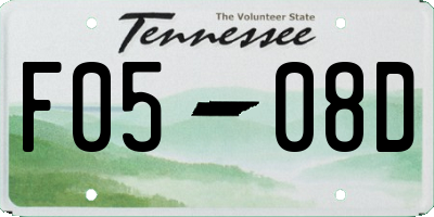 TN license plate F0508D