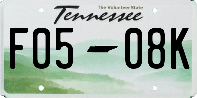 TN license plate F0508K