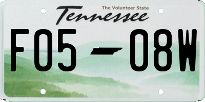 TN license plate F0508W