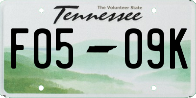 TN license plate F0509K