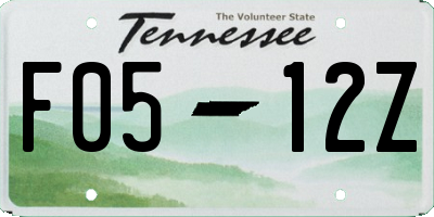 TN license plate F0512Z