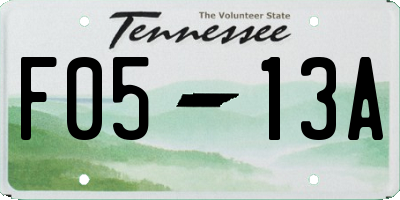 TN license plate F0513A