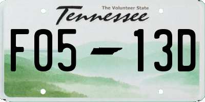 TN license plate F0513D