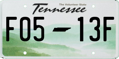 TN license plate F0513F