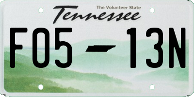 TN license plate F0513N