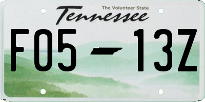 TN license plate F0513Z