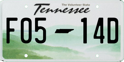 TN license plate F0514D