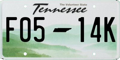 TN license plate F0514K