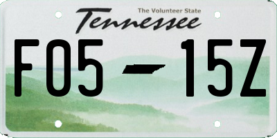 TN license plate F0515Z