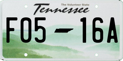 TN license plate F0516A