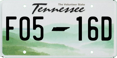 TN license plate F0516D