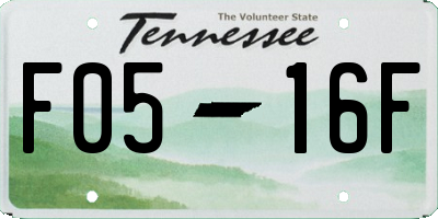 TN license plate F0516F