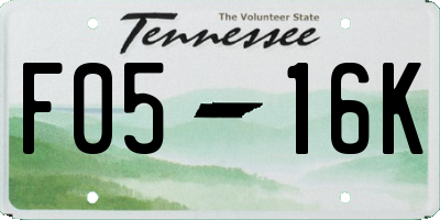 TN license plate F0516K