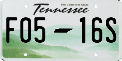 TN license plate F0516S